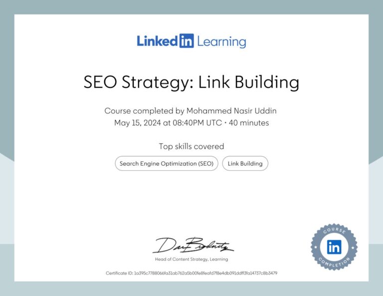 Staffordshire best SEO agency Linkbuilding Certificate