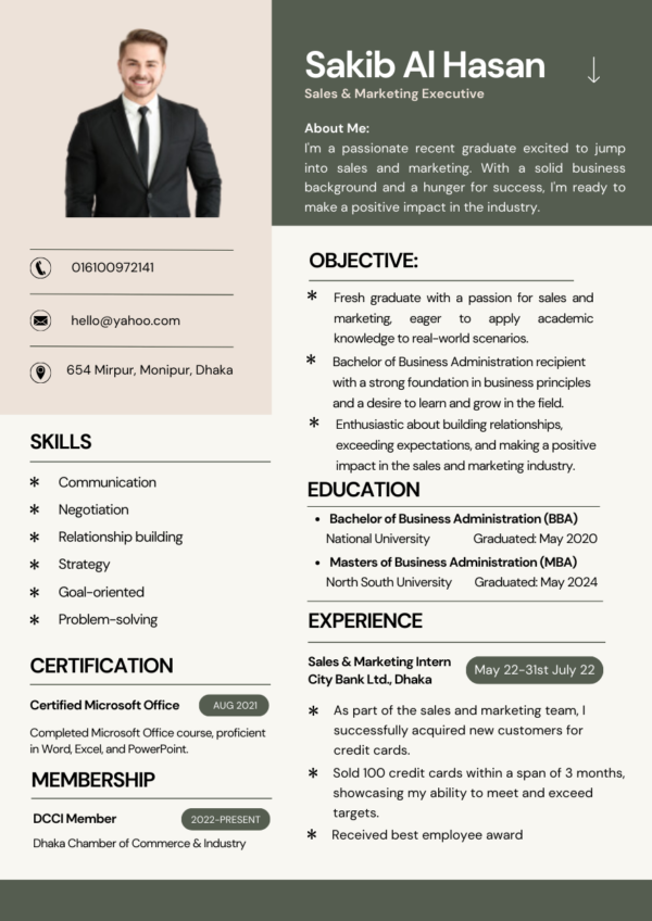 Sales & Marketing CV Template