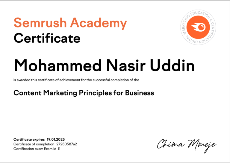 Semrush Certified Digital Marketing Expert UK